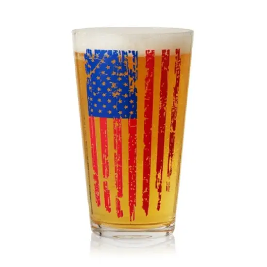 True Vertical Flag Pint Glass, Beer Glasses for Independence Day, Memorial Day, Versatile Drinkware for Beers, Perfect Gifts for Men, 16 oz, Set of 1 image {4}