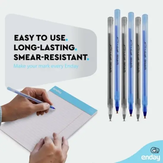 Enday Pens Bulk Black Pens Blue Pens Ballpoint, Medium Point (1.0mm), Flexible Round Barrel For Writing Comfort Ballpoint Pens For School, Office image {1}