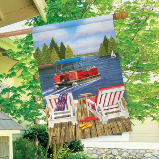Dockside Summer House Flag Nautical Paddleboat 28" x 40" Briarwood Lane image {2}