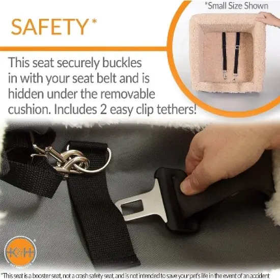 Rectangle Bucket Booster Pet Car Seat - Small - Gray and Beige image {4}