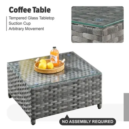 Ovios Tenaya 10pc Wicker Outdoor Patio Furniture Set Conversation Sofa with a Storage Fire Pit, Swivel Chairs and Cushions image {9}