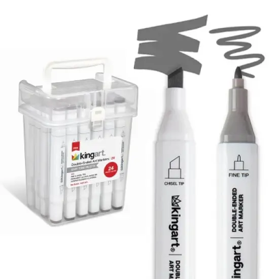 KINGART PRO Double-Ended Alcohol Markers, 24 Gray Tone Colors image {9}
