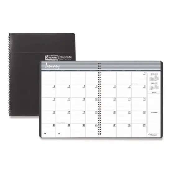 14-Month Recycled Ruled Monthly Planner, 8.75 x 6.78, Black Cover, 14-Month: Dec 2025 to Jan 2027 image {4}