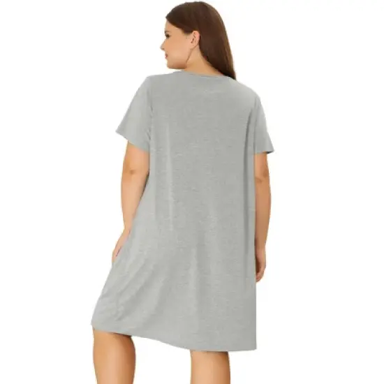 Agnes Orinda Women's Plus Size Prints Short Sleeves Lounge Nightgowns image {3}