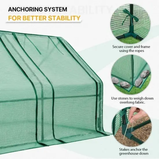 EAGLE PEAK Tunnel Greenhouse,Zipper Doors,Green PE Cover image {3}