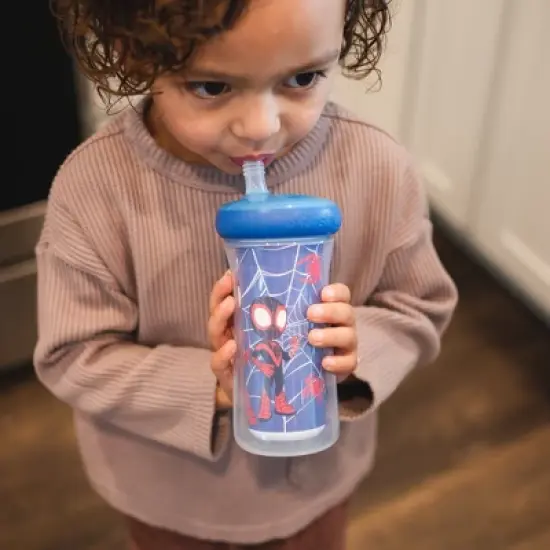 The First Years Marvel 9oz Spidey & Friends Spill Proof Insulated Straw Sippy Cups - 2pk image {1}