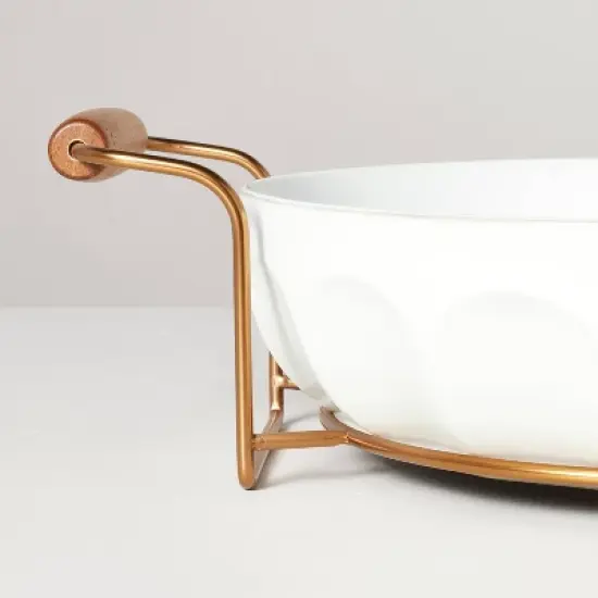 3qt Oven-to-Table Fluted Stoneware Round Baking Dish with Cradle Carrier Cream - Hearth & Hand&trade; with Magnolia image {3}