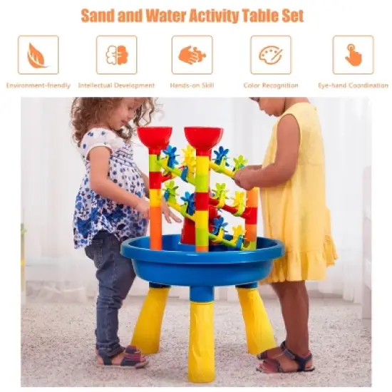 Costway 2 in 1 Sand and Water Table Activity Play Center Kids Splash Pond Beach Toy Set image {6}