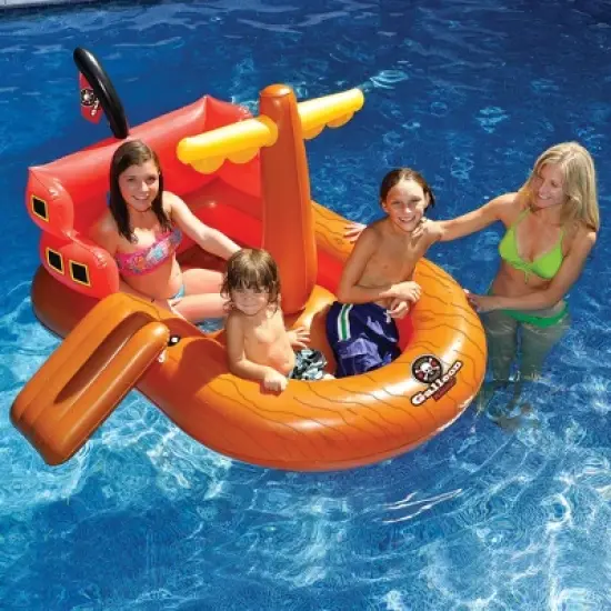 Swimline 62" Inflatable Galleon Raider Pirate Ship Floating Toy - Orange/Red image {1}