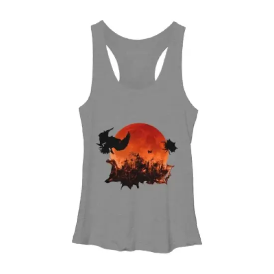 Women's Design By Humans Spooky Halloween Blood Moon Eclipse Ghostly Birds By KateLCardsNMore Racerback Tank Top image {4}
