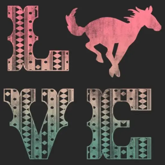 Girl's Lost Gods Horse Retro Love Text T-Shirt image {1}