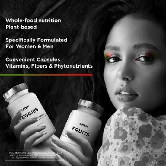 Amen Fruits + Veggies Vitamins Bundle, Raw Whole Fruits & Greens Vegetables Multivitamin - 180ct image {4}