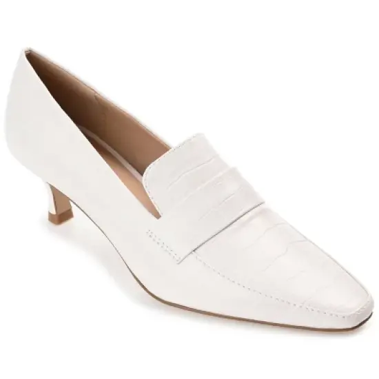 Journee Collection Womens Celina Kitten Heel Loafer Square Toe Pumps image {14}