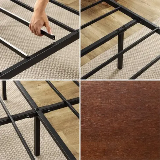 Tucker Bamboo and Metal Platform Bed Frame with Headboard and Footboard Brown - Zinus image {3}