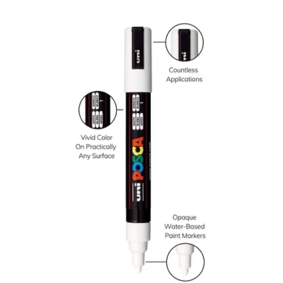 uniball POSCA PC-5M Water Based Paint Markers in Metallic Colors - Medium Tip (1.8-2.5mm) - 4 Pack: Paint Pens Acrylic image {1}