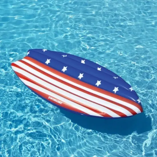 Swim Central 73" Americana Surfboard Shaped Inflatable Swimming Pool Lounge Float image {1}