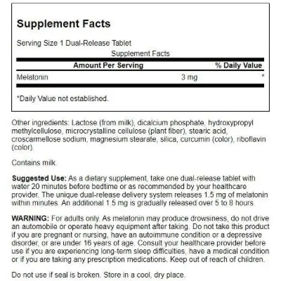 Swanson Dietary Supplements Melatonin - Dual-Release Formula 3 mg 60 Tabs image {1}