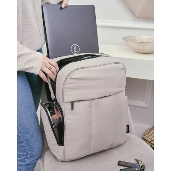 Baby Brezza Quilted Puffer Backpack Diaper Bag - Taupe image {10}