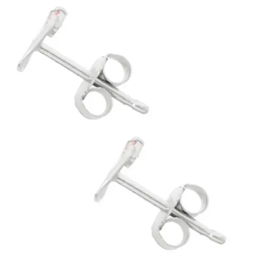 0.01 CT. T.W. Children's Pink Cubic Zirconia Heart Stud Earrings In Sterling Silver image {2}