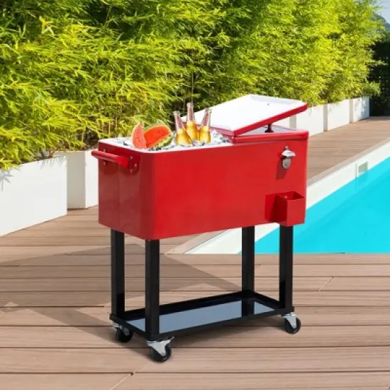 MOEPISY 80 QT Rolling Cooling Bins Ice Chest on Wheels Outdoor Stand Up image {10}