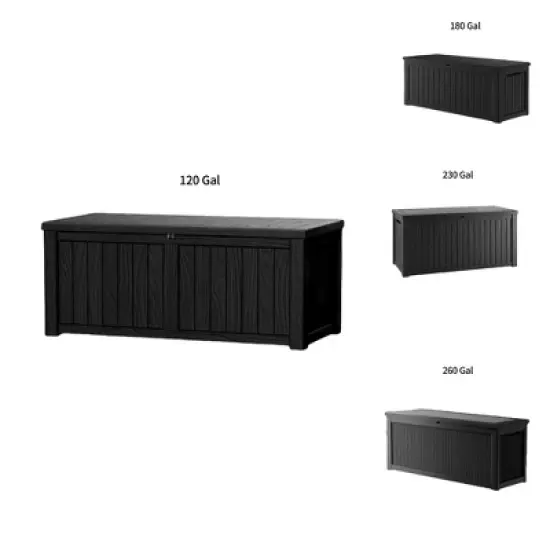 Decksplore 55/120/180/230/260 Gal Deck Box Outdoor Storage Box Patio Gardening Tools Water and UV Resistant for Patio image {14}