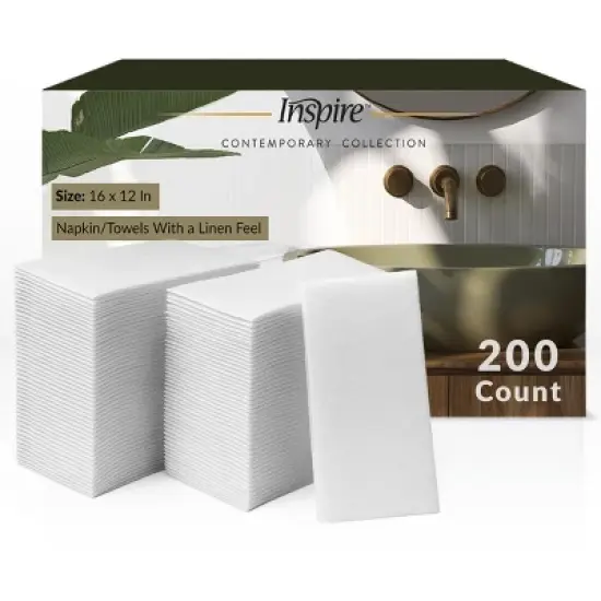Inspire Linen Feel Disposable Napkins Elegant Guest Hand Towels For Fine Dining, Bathroom, Washing Station, Bulk Value image {7}