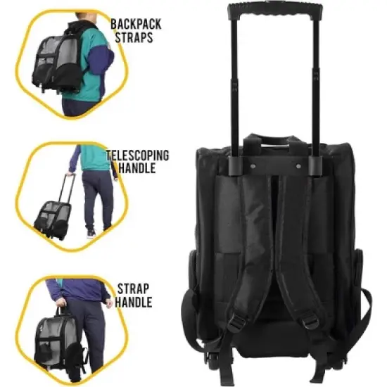 KOPEKS Pet Carrier Backpack with Wheels &ndash; Black, Medium, Travel-Friendly, Comfortable, Durable for Dogs & Cats image {6}
