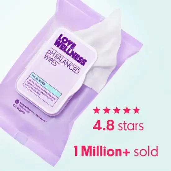 Love Wellness pH Balanced Wipes for Sensitive Care Unscented image {5}