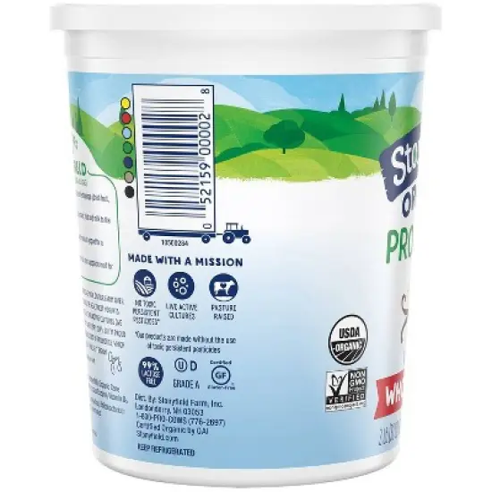 Stonyfield Organic Probiotic Vanilla Whole Milk Yogurt - 32oz image {4}
