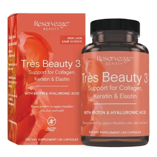 Reserveage Beauty, Tres Beauty 3, Collagen Supplement with Keratin and Biotin, Gluten Free, 90 Capsules (30 Servings) image {6}