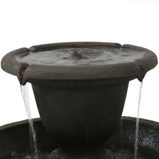Sunnydaze 25"H Electric Polyresin 2-Tier Streaming Falls Outdoor Water Fountain image {2}