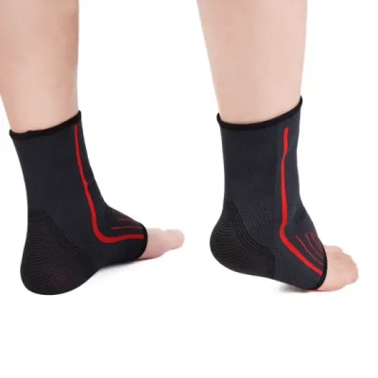 Unique Bargains 1 Pair Dark Gray Red Knitting Ankle Brace Support for Sport  Running Basketball image {1}