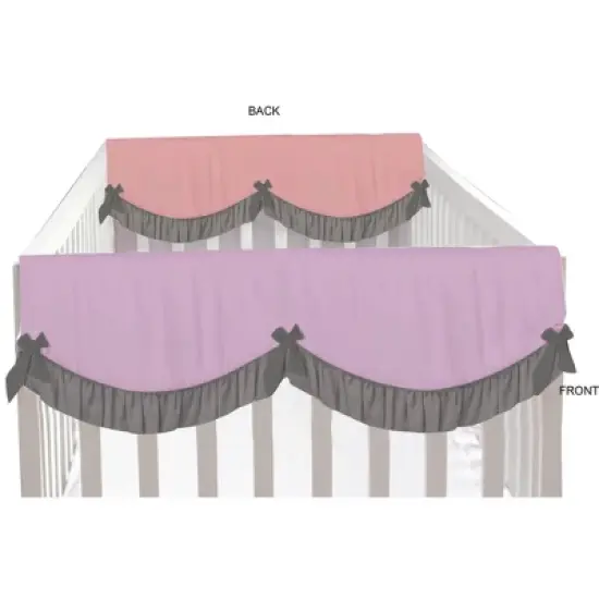 Bacati - Jungle Safari Girls Lilac/Coral Solid Crib Rail Guard Cover set of 2 Small Side image {1}