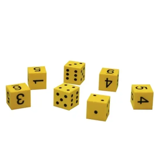 Koplow Games Foam Spot & Number Dice, Yellow, 16mm, Bag of 200 image {2}