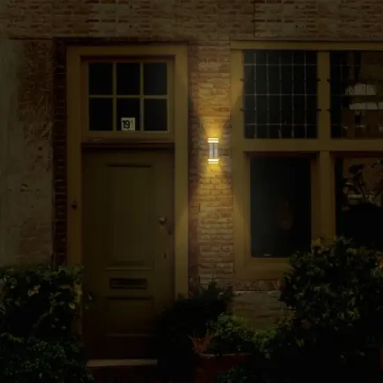 LED Solar Dual Direction Outdoor Wall Light with Amber/White Light - Techko Maid image {10}