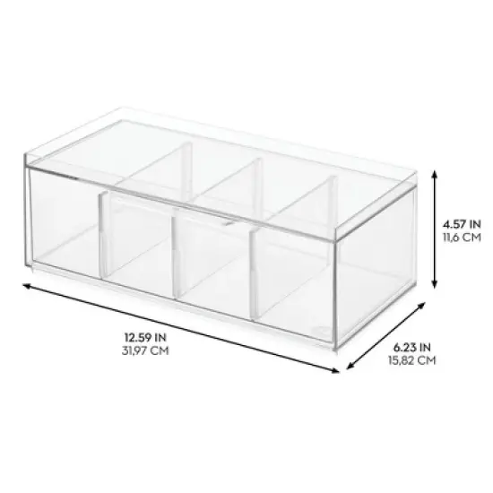 iDesign Set of 4 Stackable 4-Section Tea Storage Drawers - Clear image {3}