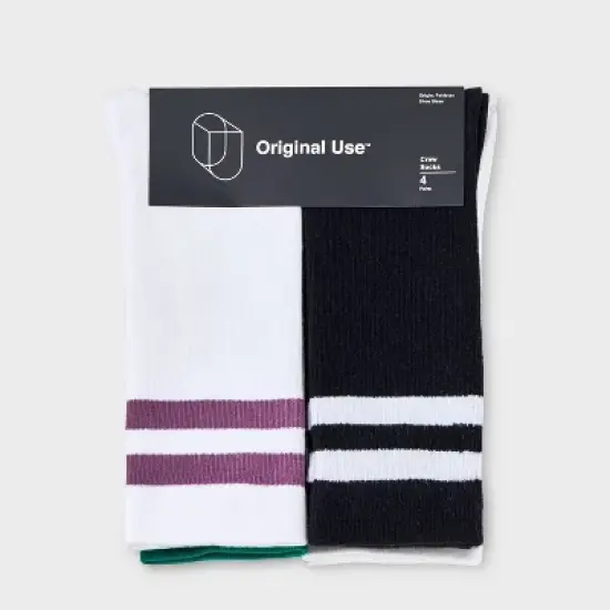 Men's Striped Varsity Crew Socks 4pk - Original Use&trade; 6-12 image {1}