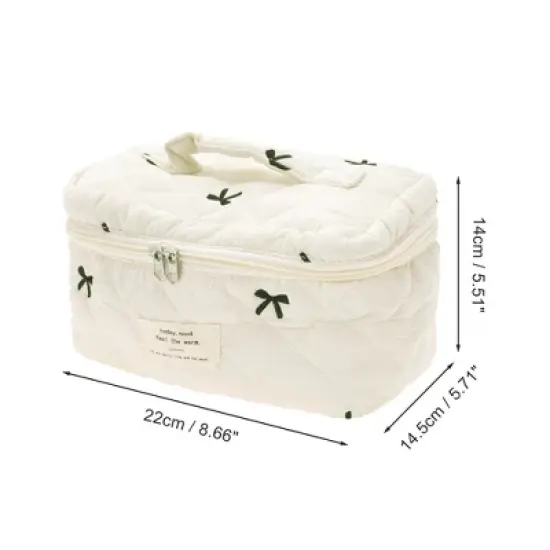 Unique Bargains Handheld Bow Embroidery Makeup Bag 1 Pc image {1}