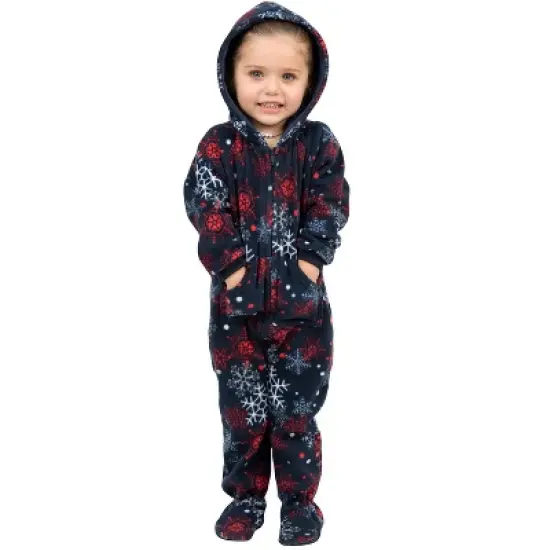 Footed Pajamas - Winter Whiteout Toddler Hoodie Fleece Onesie image {3}