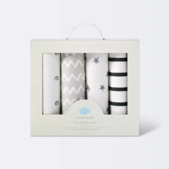 Flannel Baby Blankets Hedgehog 4pk - Cloud Island&trade; image {2}