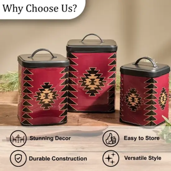 Park Designs Red Dawn Red Canisters Set of 3 image {4}