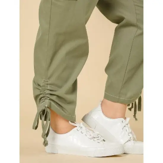 Agnes Orinda Women's Plus Size Drawstring Elastic Waist Cargo Pants with Pockets image {5}