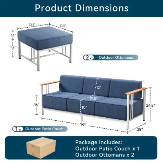 Gymojoy Outdoor Sofa Funiture with Thick Cushion for Garden Yard image {1}
