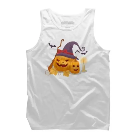 Men's Design By Humans Halloween Witch Pumpkins With Bats By VectorVillain Tank Top image {7}