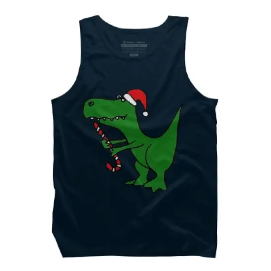 Men's Design By Humans Funny Christmas Green T-rex Dinosaur By SmileToday Tank Top image {5}