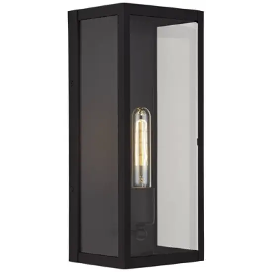 John Timberland Cornell Modern Outdoor Wall Light Fixtures Set of 2 Sand Black 16" Clear Glass Panels for Post Exterior Barn Deck House image {8}