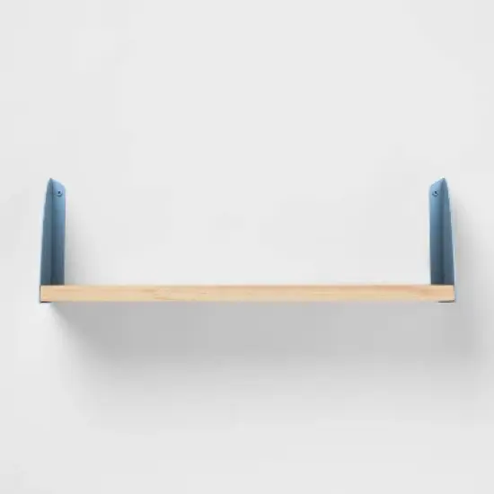 Wood Kids' Shelf with Metal Brackets Blue - Pillowfort&trade; image {2}