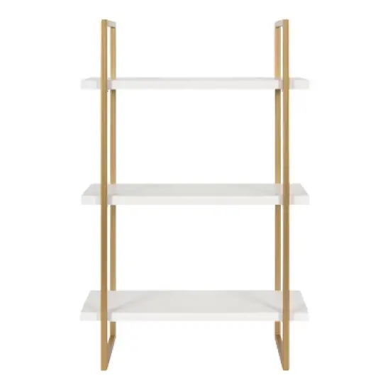 20" x 30" Leigh Wood and Metal Wall Shelf White/Gold - Kate & Laurel All Things Decor image {1}