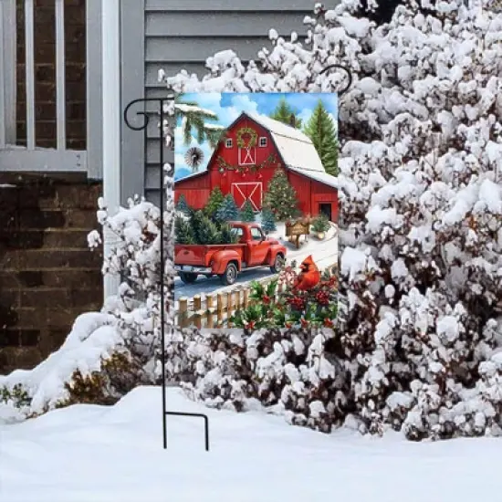 Briarwood Lane Garden Flag 12x18 For Outdoor Red Barn Christmas For Christmas Garden Flag Flags For Outside image {3}