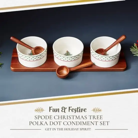 Spode Christmas Tree Polka Dot 7-Piece Condiment Set image {1}